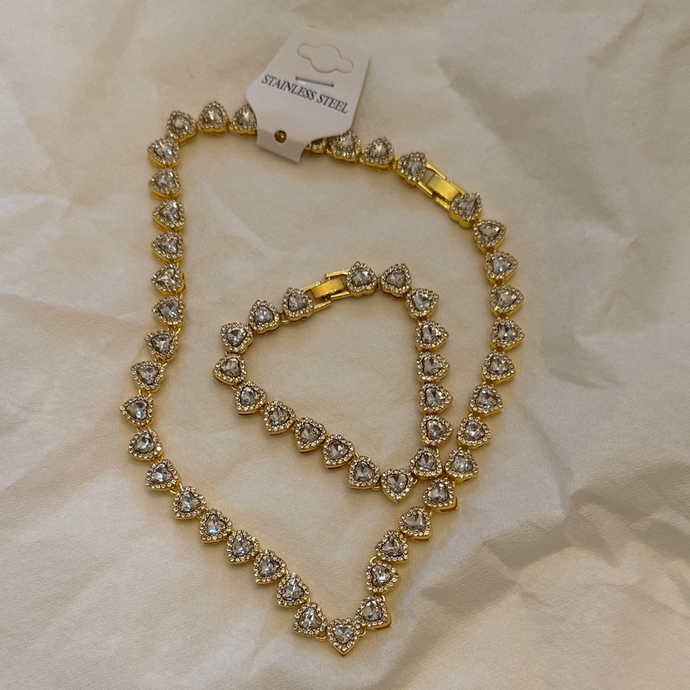 Gold and Silver Heart Jewelry Set